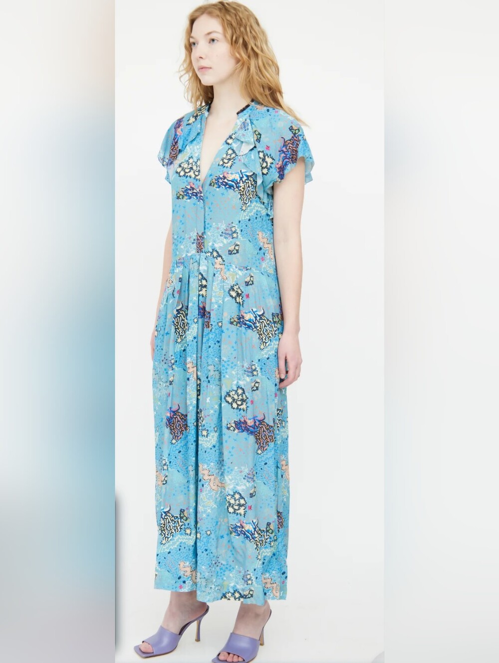 Zadig & Voltaire Blue & Multicolour Ruskie Glam Ruffled Dress - Picture 5 of 13